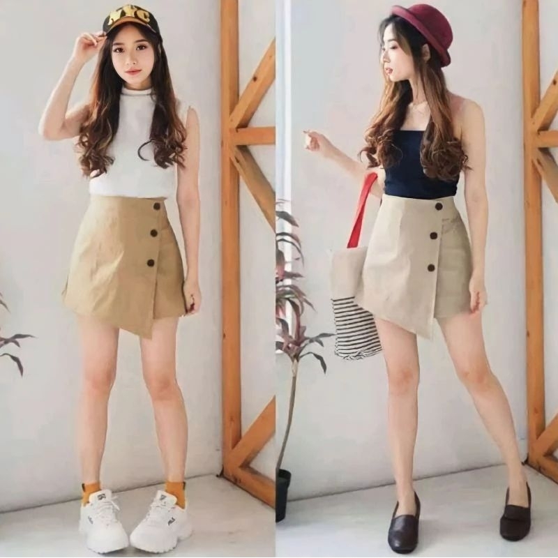 Korean Mini Skirt - Rok Celana Pendek Wanita Hotpants Terbaru - Mini Skirt Style Korea Jumbo
