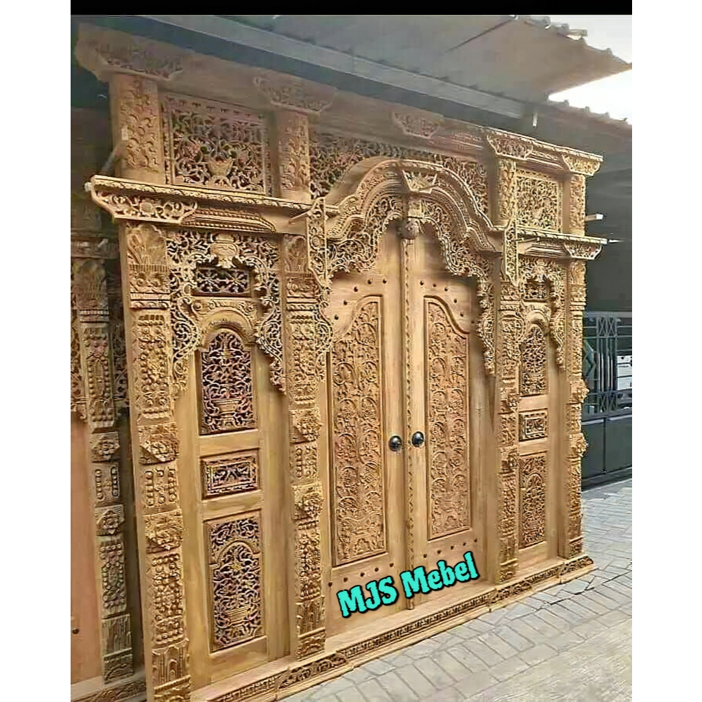 PINTU RUMAH GAPURA GEBYOK FULL KAYU JATI UKIRAN JEPARA Pintu Ukir Klasik
