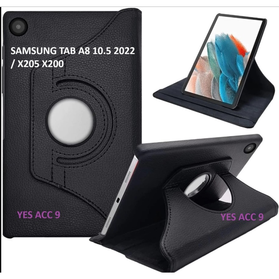 Case SAMSUNG TAB A8 10.5 / Sarung SAMSUNG Tab A8 2022 X205 X200 SM-X205 Rotary Leather Flip Cover