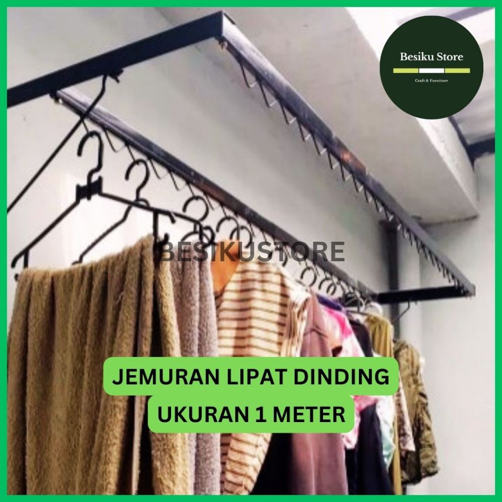 Jemuran Lipat Dinding Jemuran Baju Panjang 1 Meter Tempel Dinding