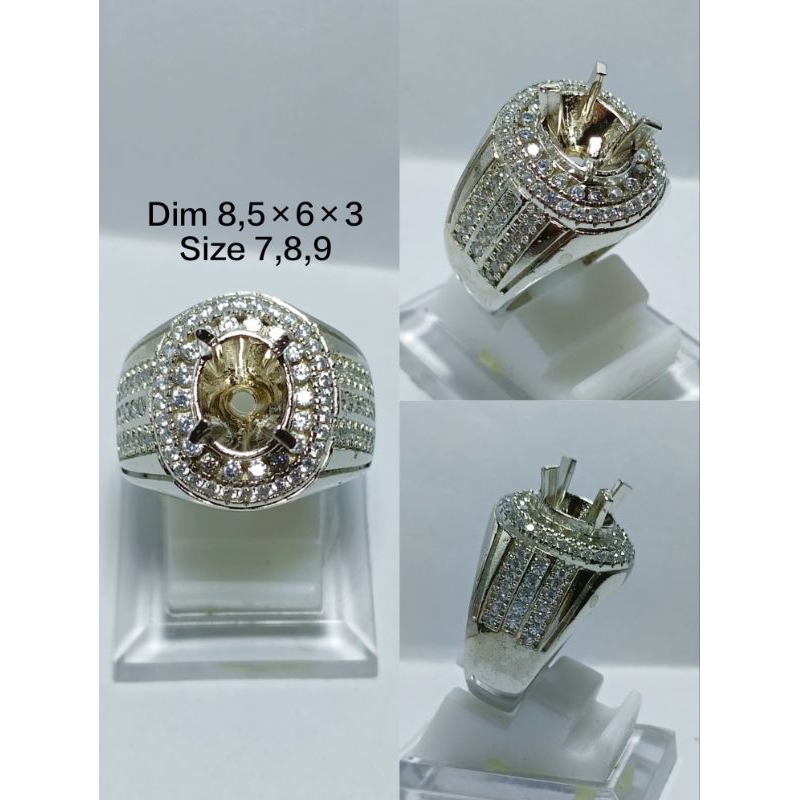 Ring cincin/emban alpaka super microsetting full zirkon/Diamond tumpuk