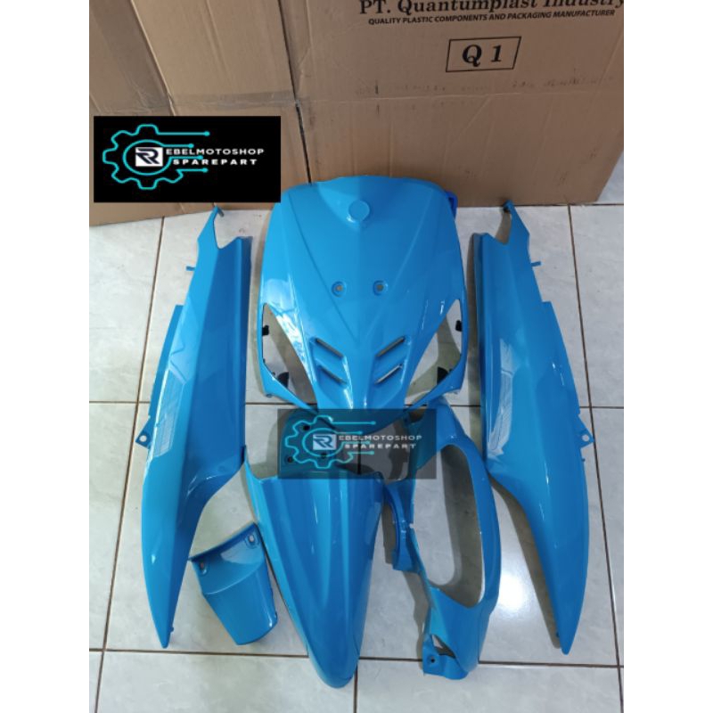 Cover full body halus yamaha mio sporty warna biru muda/blue ice