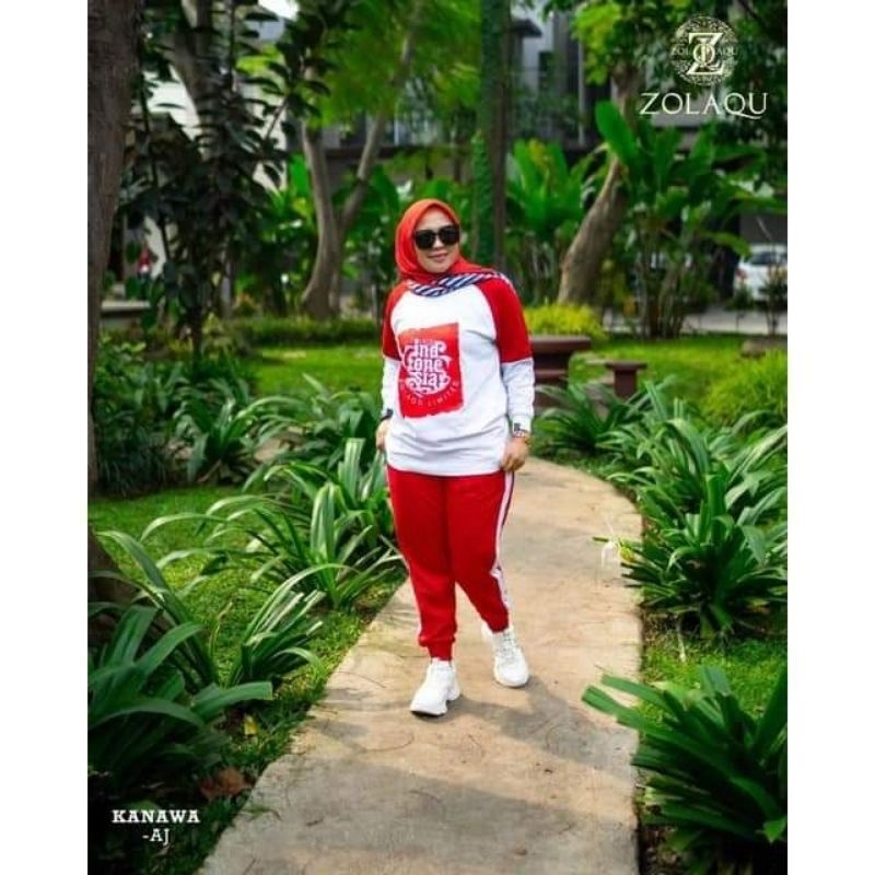 ONE SET ZLQ MERAH PUTIH // SETELAN KAOS JUMBO ORIGINAL