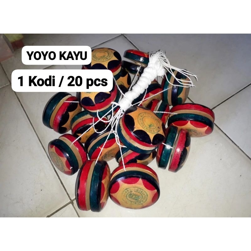 YOYO KAYU 1 Kodi atau 20 Biji, Diameter 6-10 cm, CAMPUR, Mainan Jadul Tradisional, GROSIR Termurah m