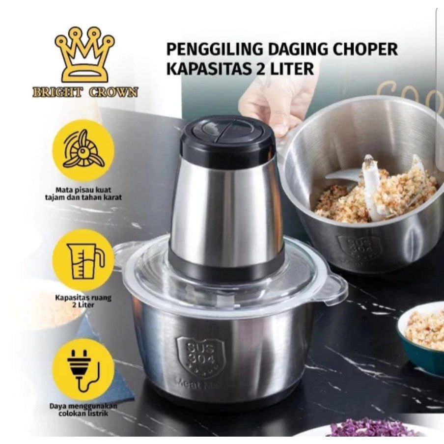 STAINLESS BLENDER DAGING BLENDER ELEKTRIK STEEL MEAT GRINDER BLENDER MULTIFUNGSI X-01