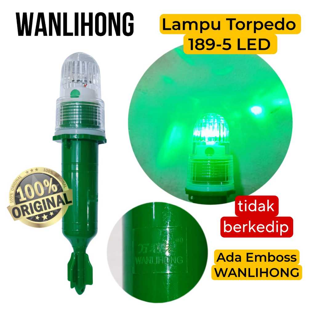 Lampu Torpedo Nelayan WANLIHONG 189 Tidak Berkedip 5 LED Seal Tebal