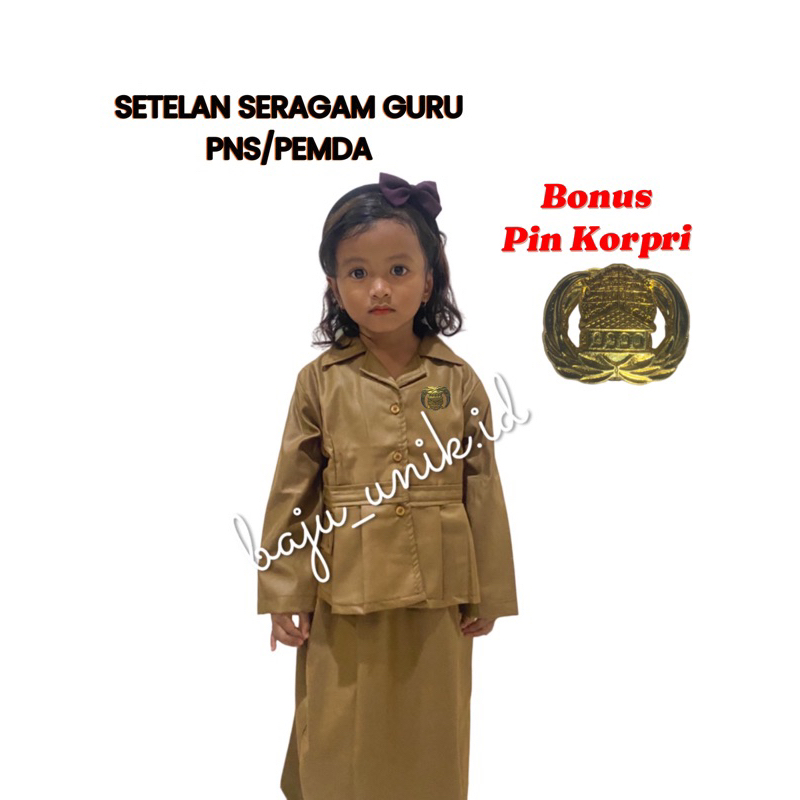[READY] GRATIS PIN KORPRI/Baju Profesi Guru Perempuan Bahan Premium/Baju ASN Anak/Baju PNS Anak/Baju