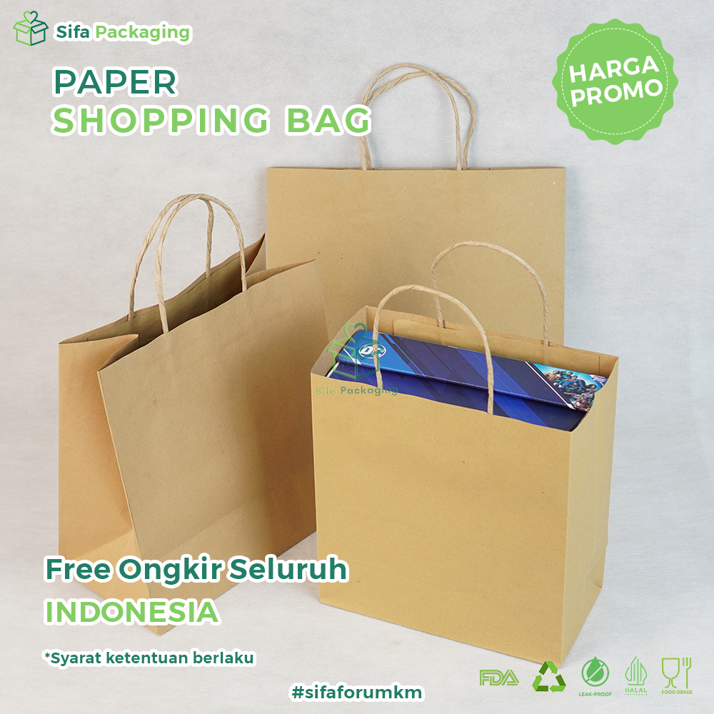 

Paper Bag Shopping Twist Paper Bag Polos Coklat Goodie Bag Souvenir Paper Bag Kraft Kantong Kertas kantong Kado Tas Shopping Ecer