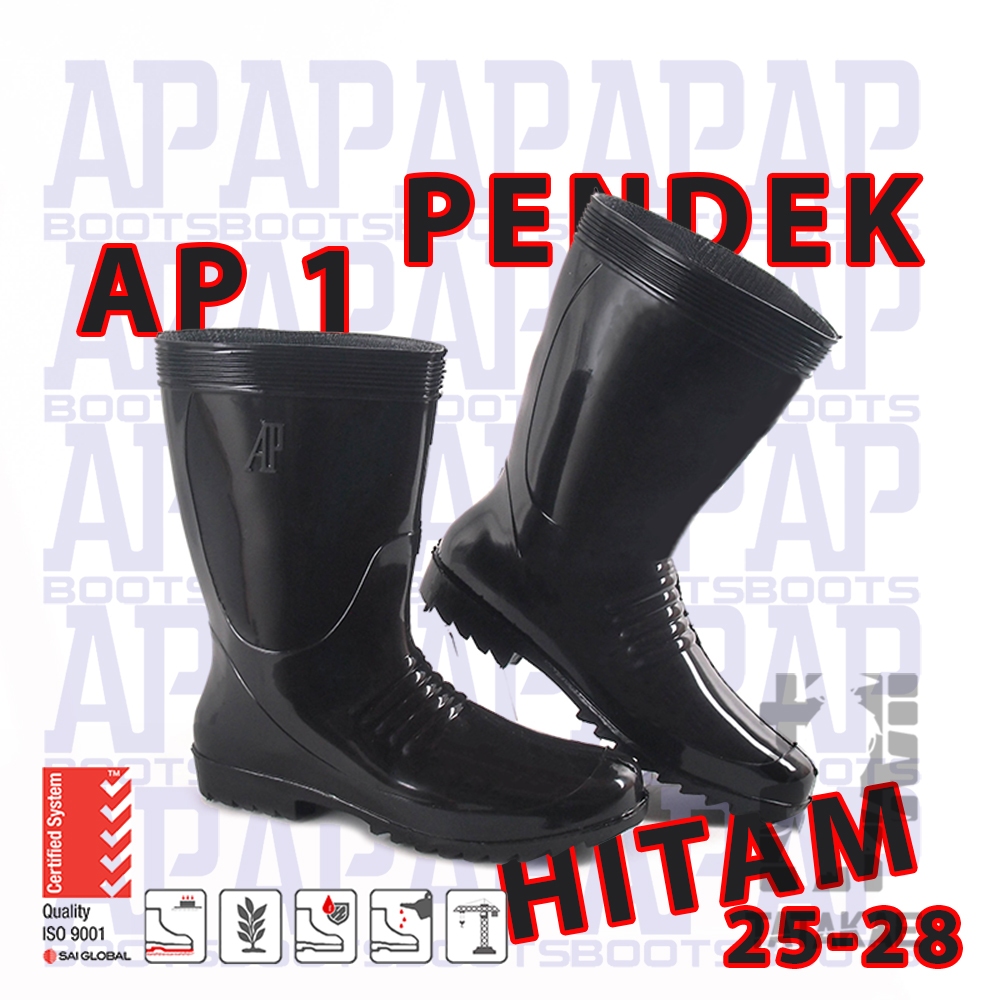 sepatu boots pendek AP 1 hitam karet perkebunan pertanian proyek
