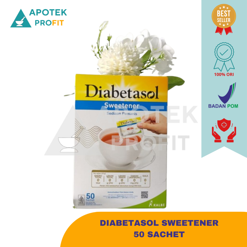 

DIABETASOL SWEETENER isi 50sachet/Sediaan pemanis bagi penderita diabet/berkalori rendah