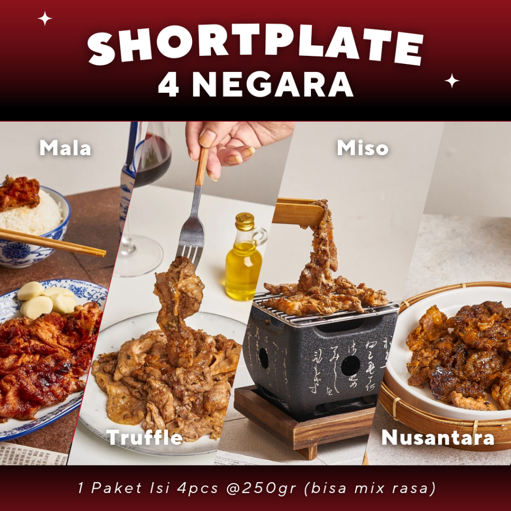 

PAKET SHORTPLATE 4 NEGARA Daging Sapi Shortplate Slice Marinasi (Isi 4pcs) Halal