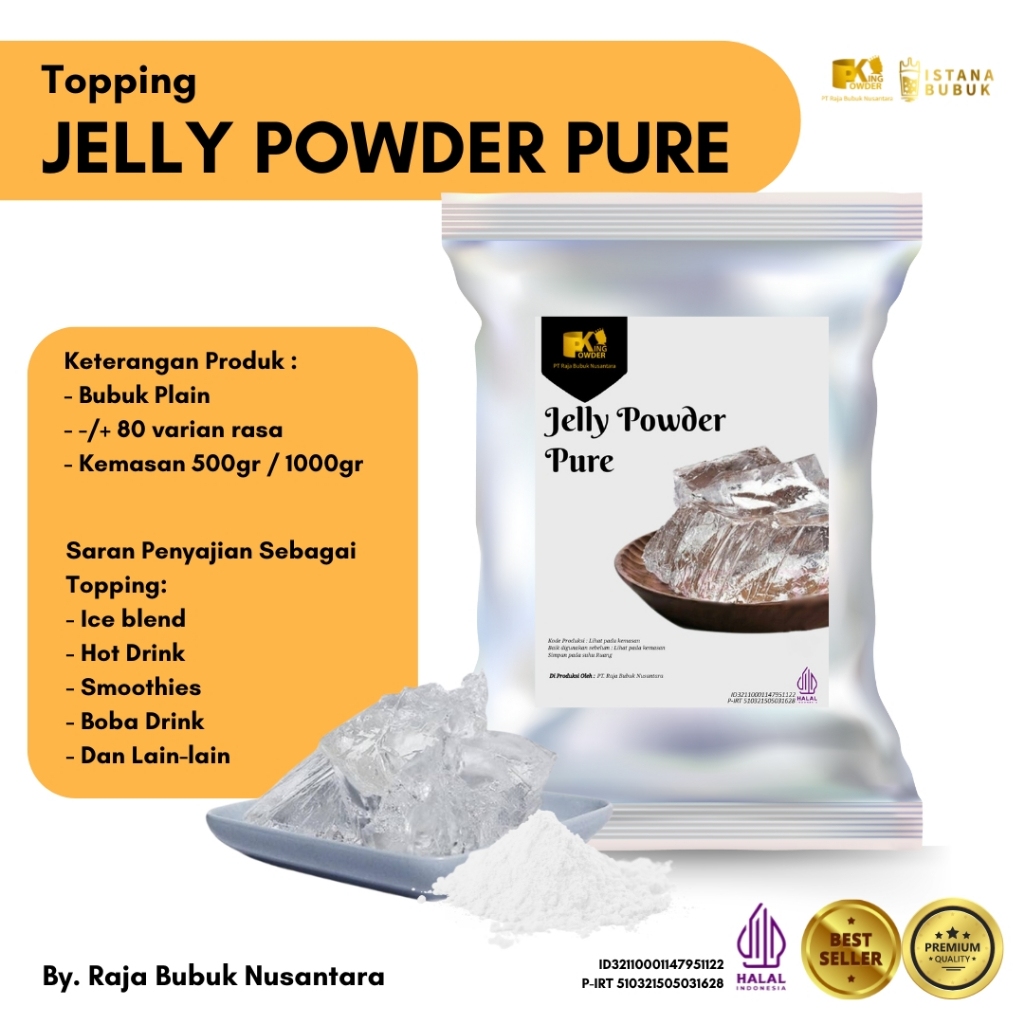 

Topping Jelly Pure JELLY KONYAKU PURE, Bubuk Jelly Murni Tanpa Rasa 1 Kg