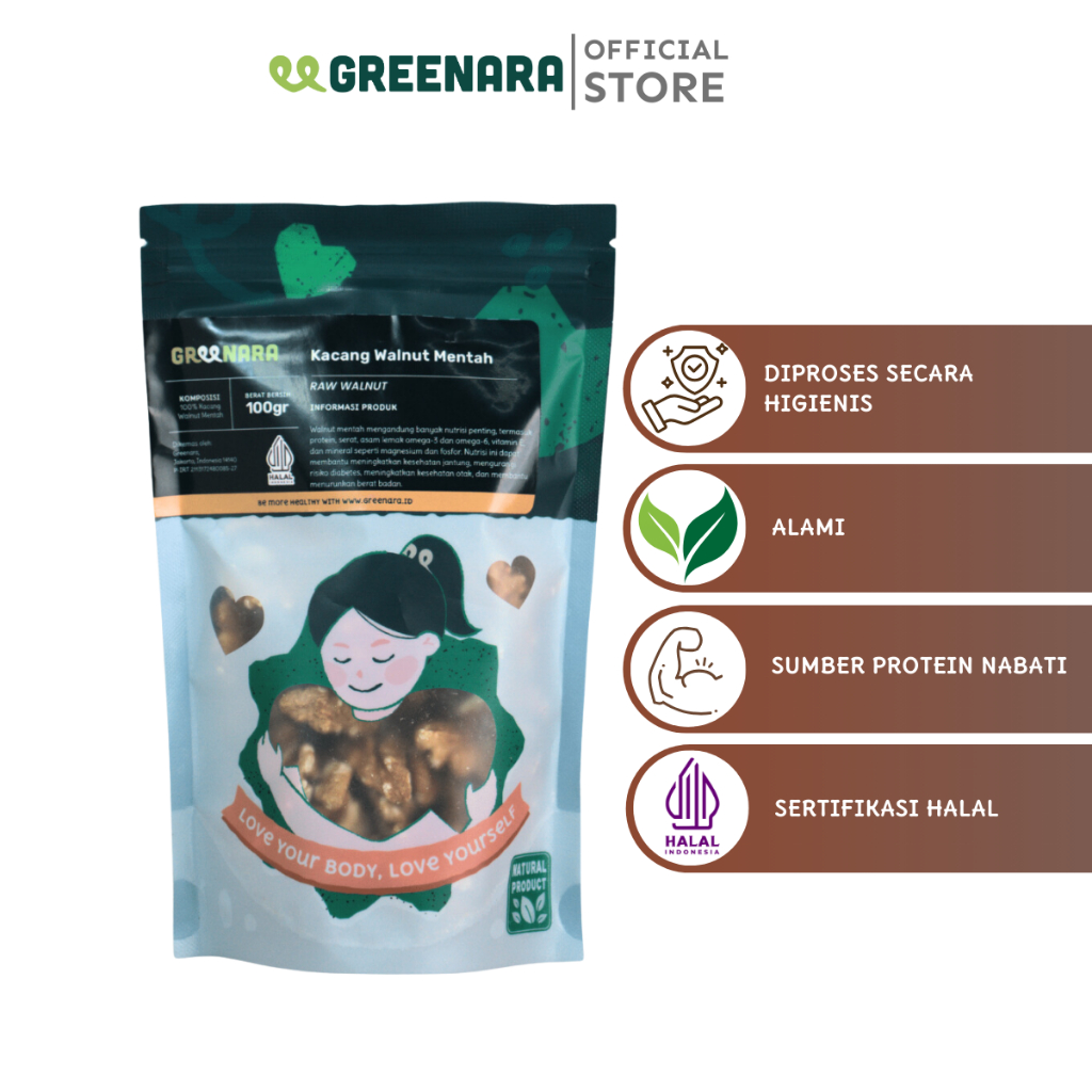 

Greenara - Kacang Walnut Mentah 100gr / Raw Walnut