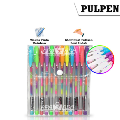 

Apazada - Gel Pen / Pulpen Gel Rainbow / Pena Gel / Ballpoint Rainbow / Color Blink Pen CQ-717-12