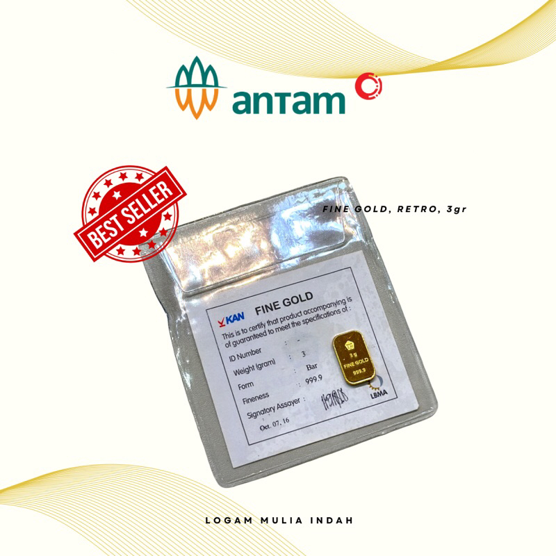 Logam Mulia (LM) Antam Retro / Klasik 3(gr) Gram,retro berdiri / portrait