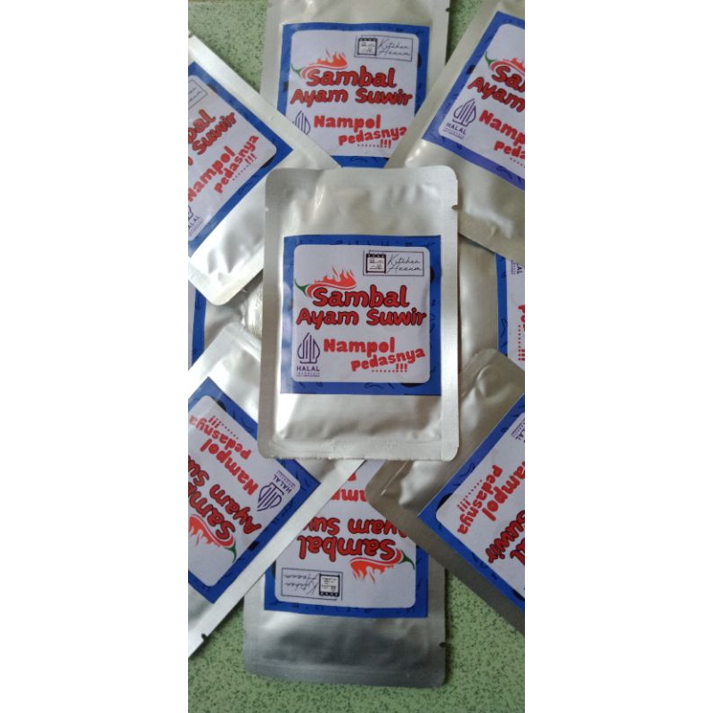 

Sambal Pedas Ayam Suwir Kemasan Sachet Ukuran 25 gram