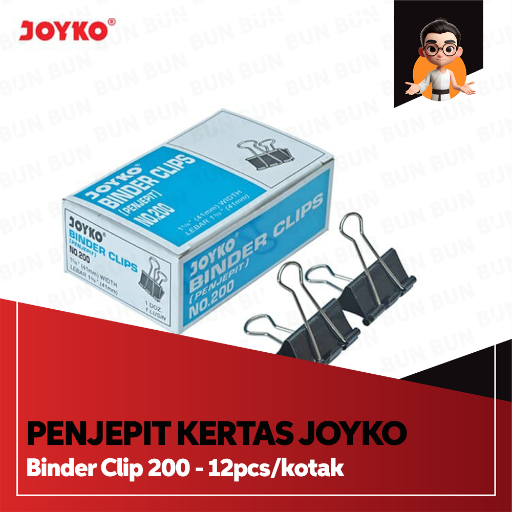 

Binder Clip / Penjepit Kertas Joyko 200 / (12pcs/kotak )