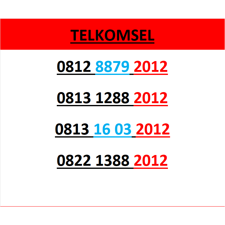 Nomor cantik simpati seri tahun 2012 murah lengkap w500