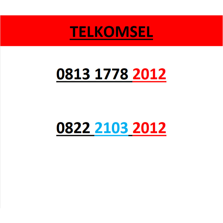 Nomor cantik simpati seri tahun 2012 murah lengkap w580