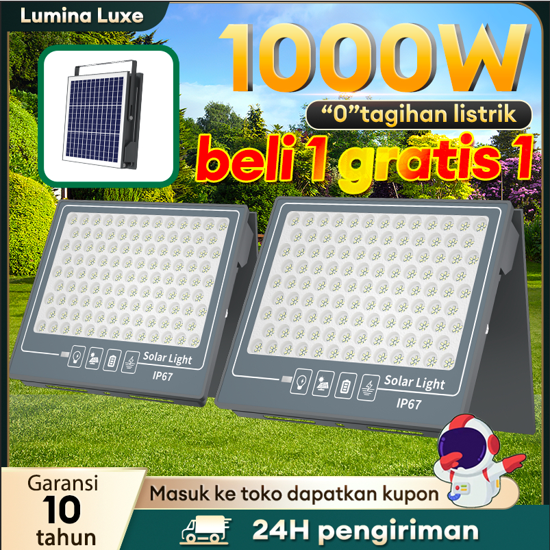 【7 hari gratis】 lampu tenaga surya lampu solar sorot led outdoor waterproof Tenaga Surya lampu solar
