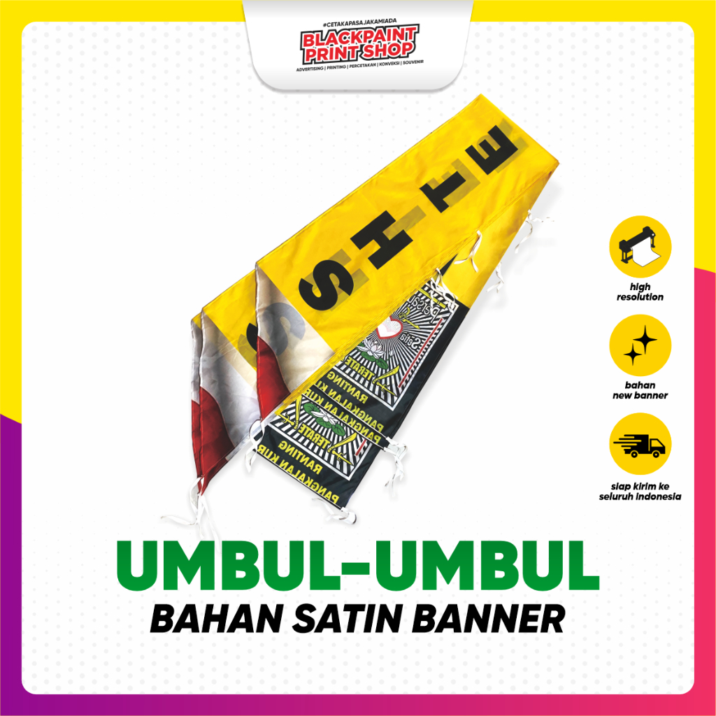 Umbul - Umbul / Umbul-Umbul Kain Full Printing/ Bahan Satin Banner