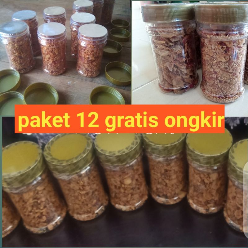 

Bawang goreng kriuk asli kualitas 100% , paket 12 botol