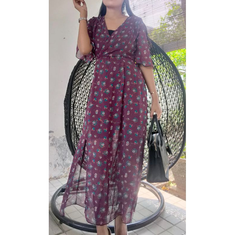 Long dress sifon wanita