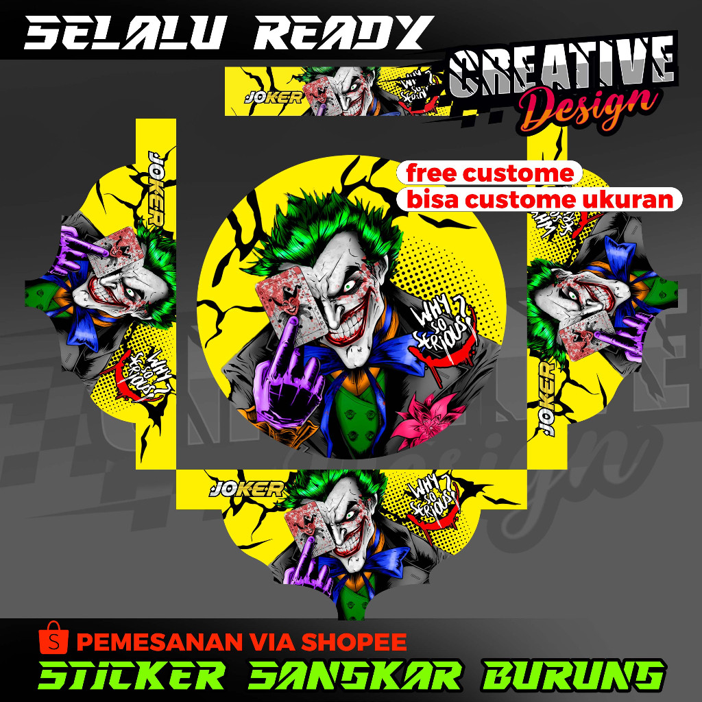 STICKER TEBOK LOVEBIRD CUSTOME JOKER KUNING