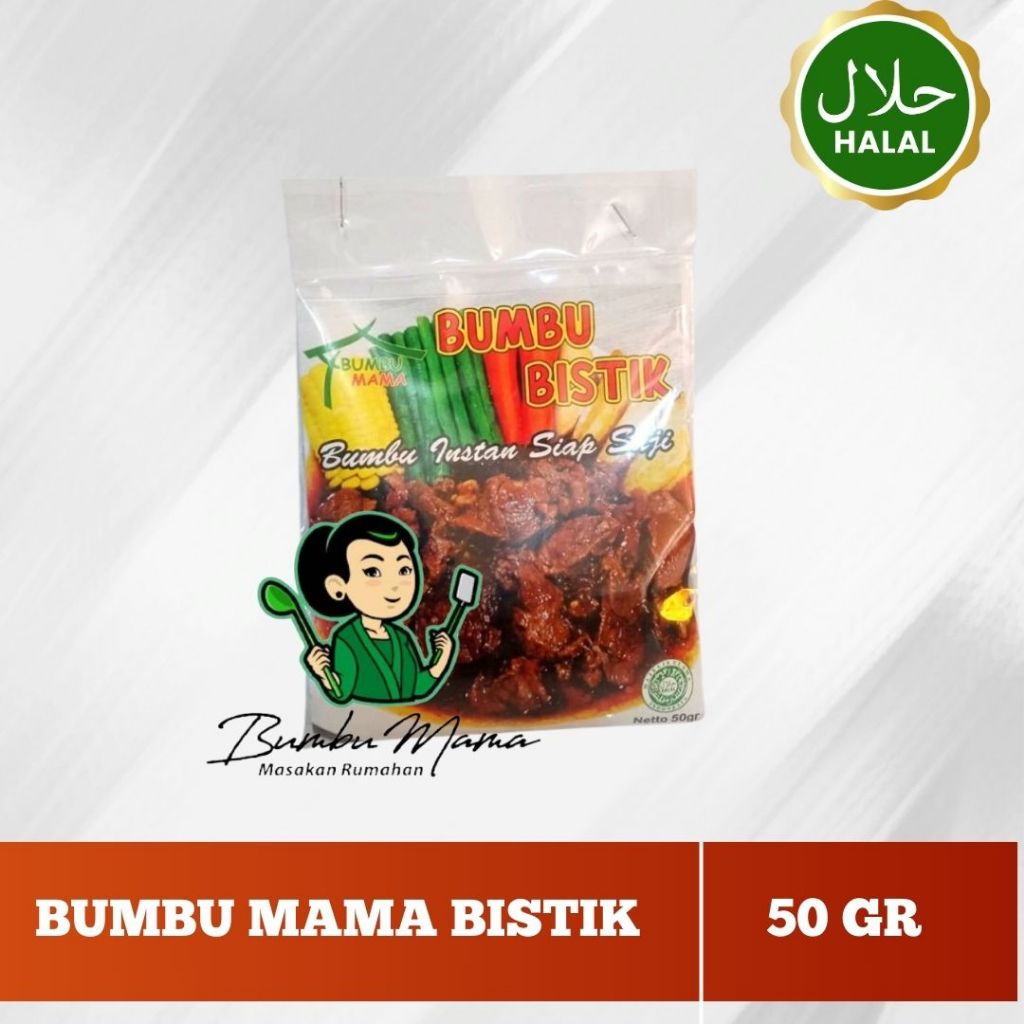 

Bumbu Mama Bumbu Bistik Non MSG 50gram / Bumbu Steak / Bumbu Siap Saji / Halal