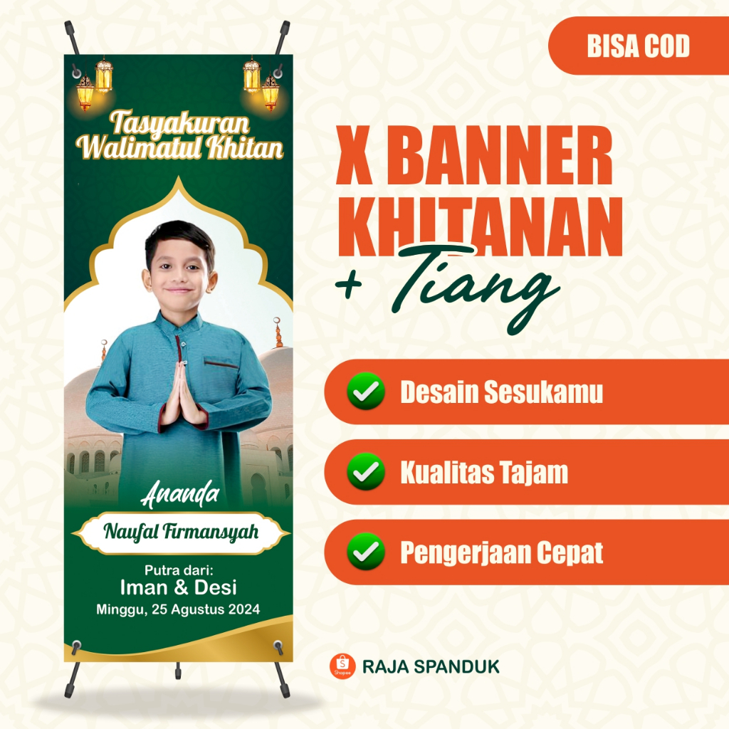 [COD]X BANNER KHITANAN/SPANDUK KHITAN CUSTOM DESIGN/BACKDROP SUNATAN FREE TIANG