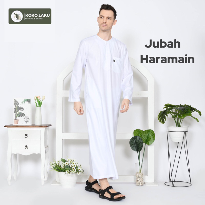 Jubah Putih Pria Dewasa Lengan panjang Gamis Mesir Pria Haramain Simple Premium Model Tanpa Kerah