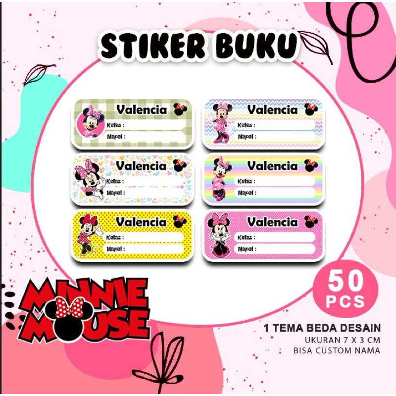 

Stiker Label Nama Buku Custom Tema Minnie Mouse