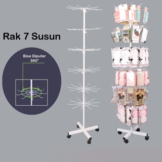 HHS Display Matahari Susun 7 Tebal Rak Putar Gantungan Aksesoris