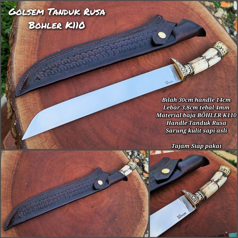 pisau dapur golsem tanduk rusa bohler k110 panjang 30cm