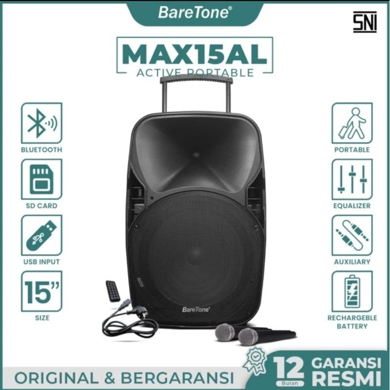 Speaker Portable Meeting Bluetooth 15inch BARETONE MAX-15AL / MAX15AL / MAX 15AL BARETONE 15 INCH OR