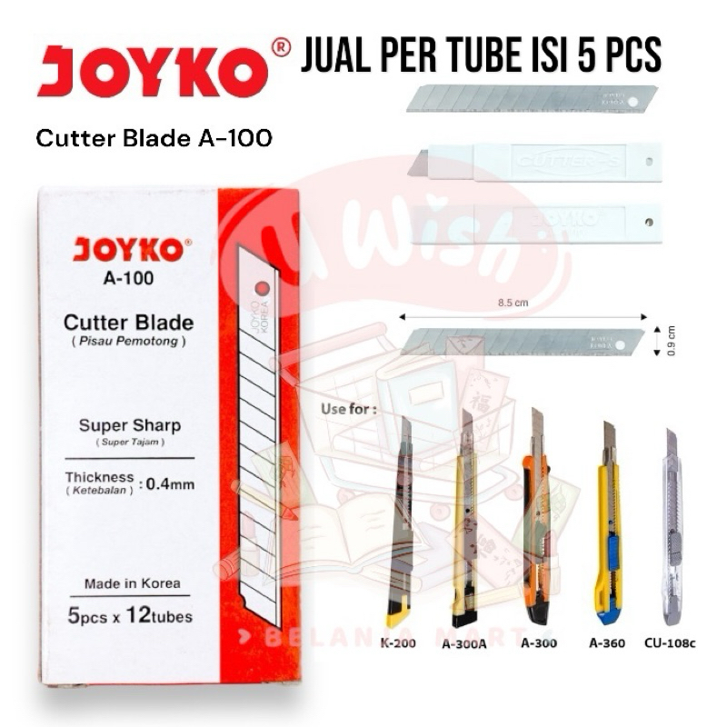 

[PER TUBE ISI 5 PCS] JOYKO ISI CUTTER A-100 | REFFIL CUTTER KECIL | CUTTER BLADE