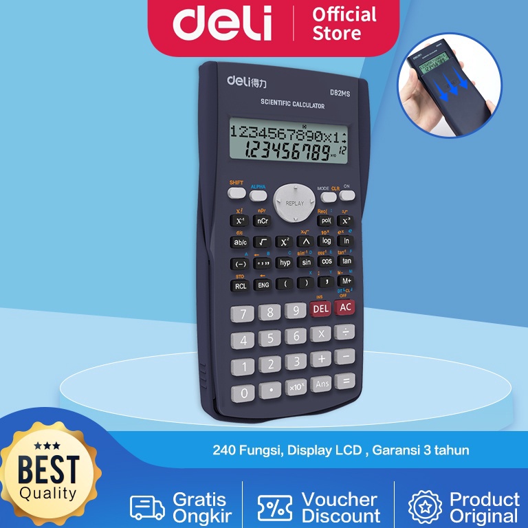 

Deli ED82MS Scientific Calculator Kalkulator Scientific 24 Function untuk sekolah dan kantor KODE I1X6