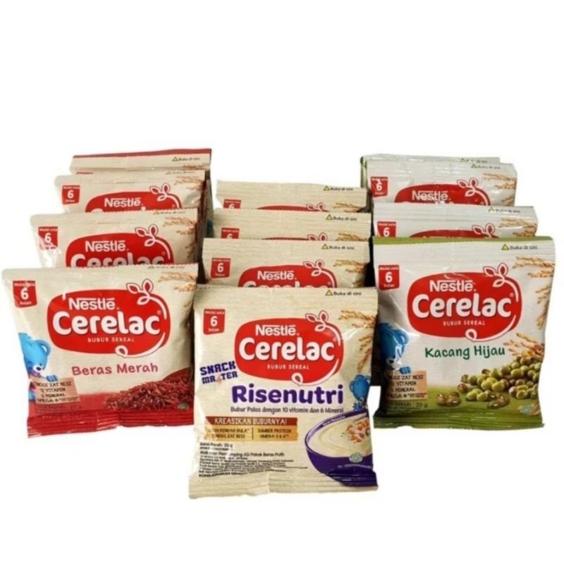 Cerelac sachet bubur MPASI kacang hijau/beras merah/pisang susu