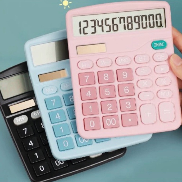 

KODE A69J BBS DEXIN DS837B Kalkulator 12Digit Electronic Calculator Merah Muda biru dan hitam