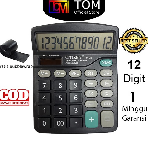 

KODE Y45F Kalkulator Citizen M28 12 Digit Calculator Check Dual Two Power