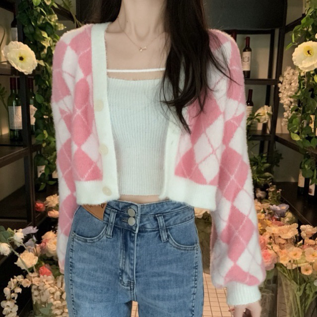 [ der.hannah ] MELWA CARDIGAN CROP Rajut Korea Sweater Cardigan Knitwear Bulu