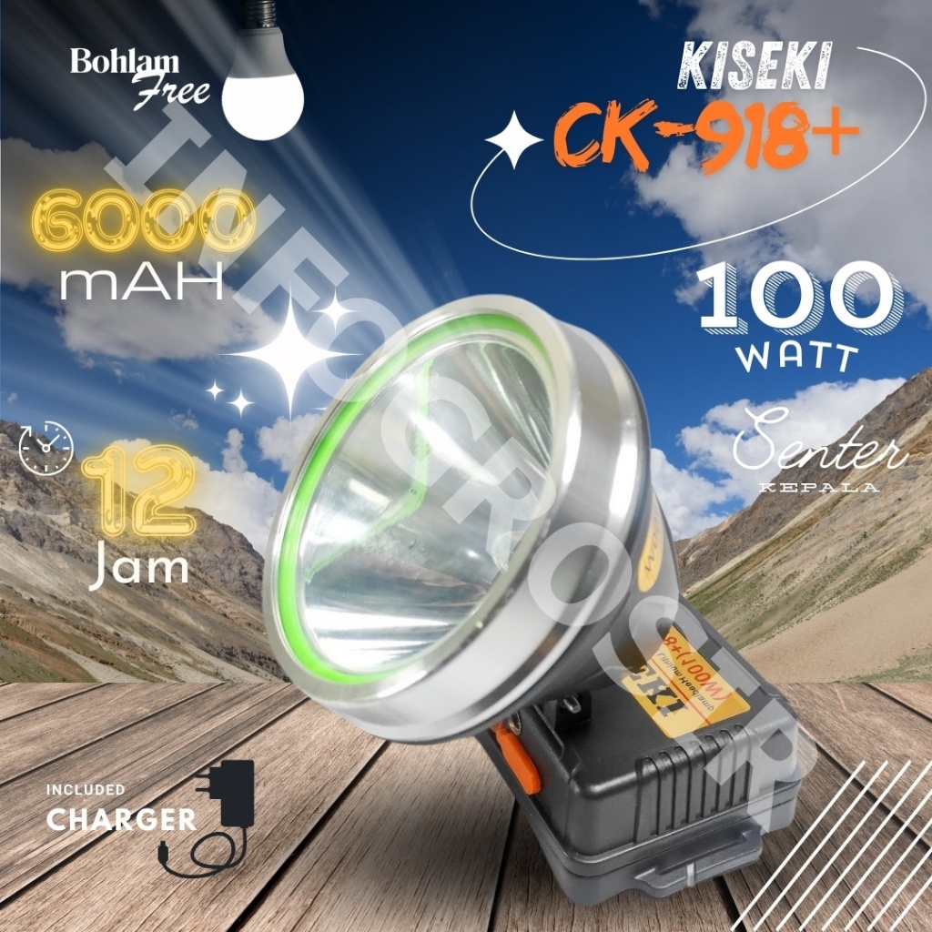 KISEKI - SENTER KEPALA CK-918+ 100Watt  Headlamp Outdoor high power lithium  Senter Kepala SUPER TER