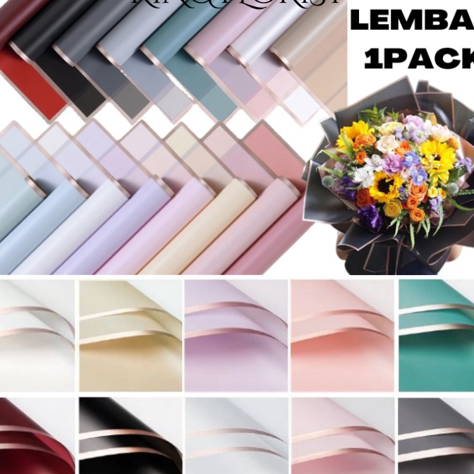 

HJ6 2 LEMBAR Flower Wrapping Paper Varian List Gold Kes Buket Bunga Cellophane Florist KB1