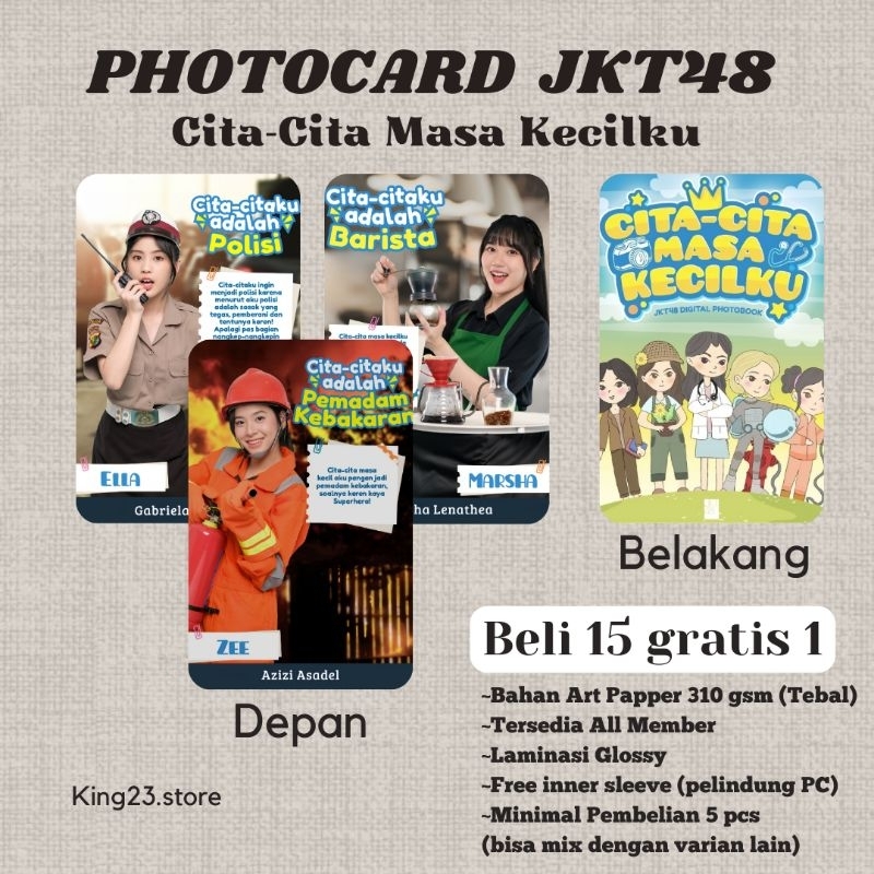 PC JKT48 Cita-Cita Masa Kecilku, Photocard JKT48 Cita-Cita Masa Kecilku,PC JKT48 New Era