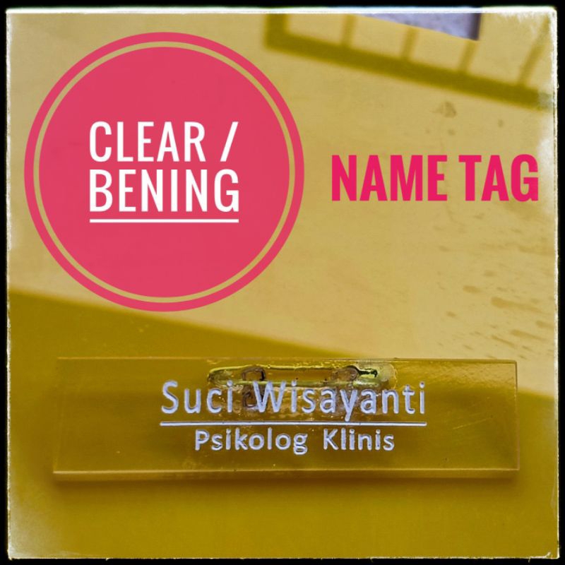 

Clear Transparent Name Tag Badge Name - Papan Nama Dada Model Bening