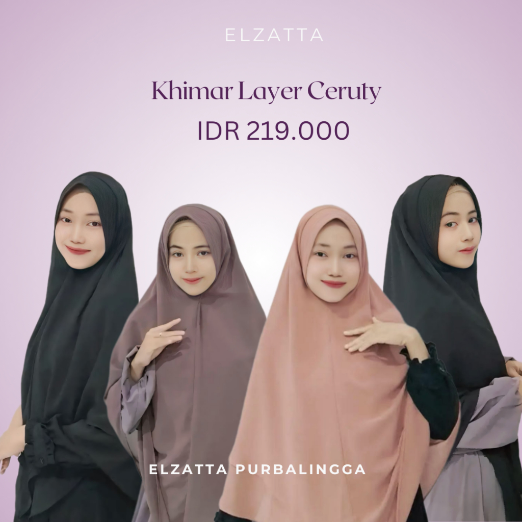 ELZATTA HIJAB KHIMAR LAYER CERUTI SYARI UKURAN BESAR BAHAN CERUTI PREMIUM 2 LAYER