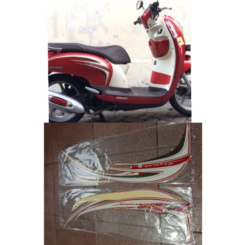 Sticker striping scoopy stylish 2014 merah / Lis body scoopy stylish 2014 merah