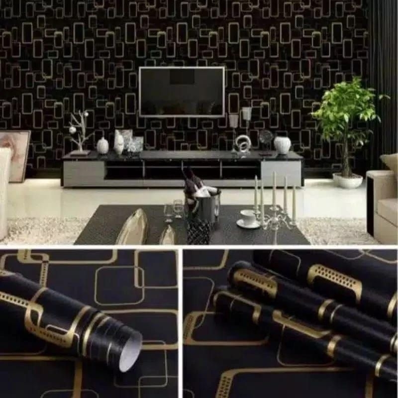 Wallpaper Dinding Motif Persegi Hitam (BISA COD) Wallpaper Aesthetic Wallpaper Dinding Ruang Tamu Wa