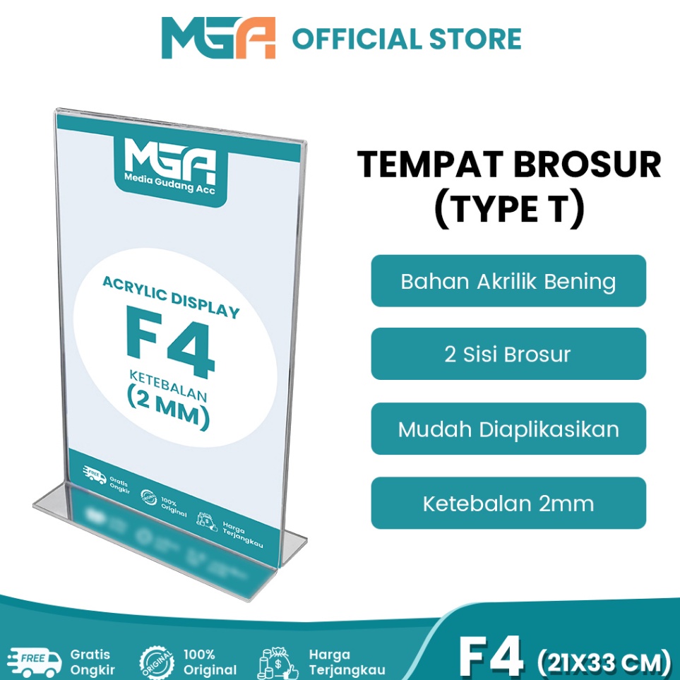 

KODE R65S TEMPAT BROSUR F4 2MM PORTRAIT 2 SISI TENT HOLDER TENT CARD STAND AKRILIK