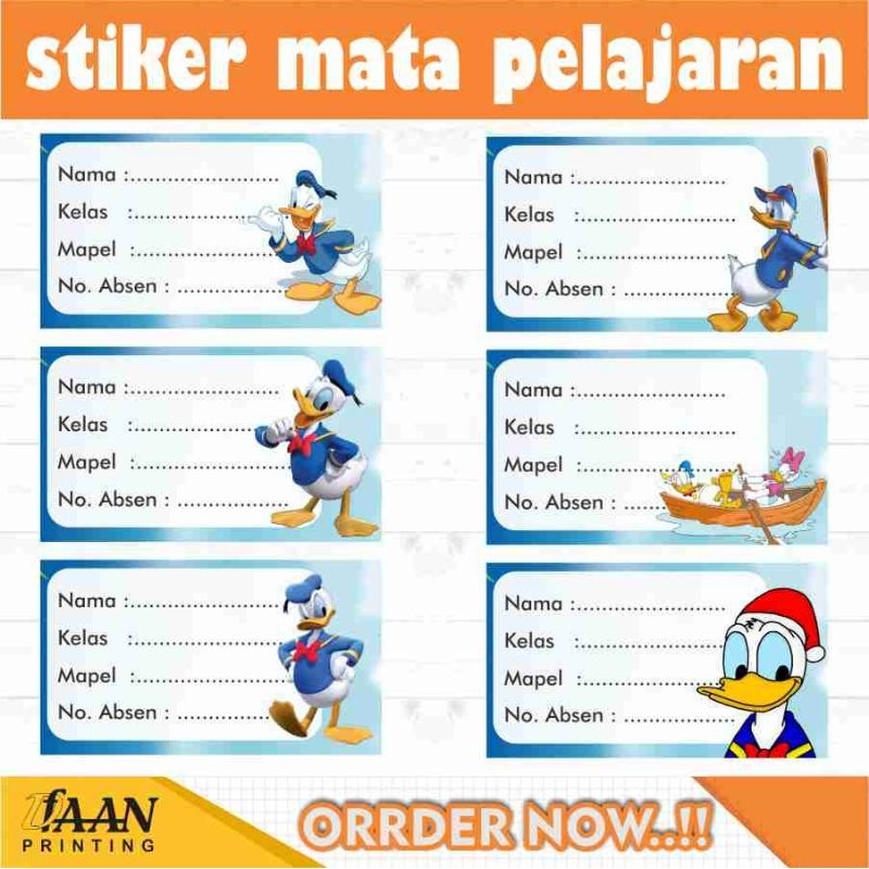 

ISI 15 STIKER MAPEL | DONALD BEBEK | LEBEL BUKU PELAJARAN SEKOLAH | STIKER MATA PELAJARAN